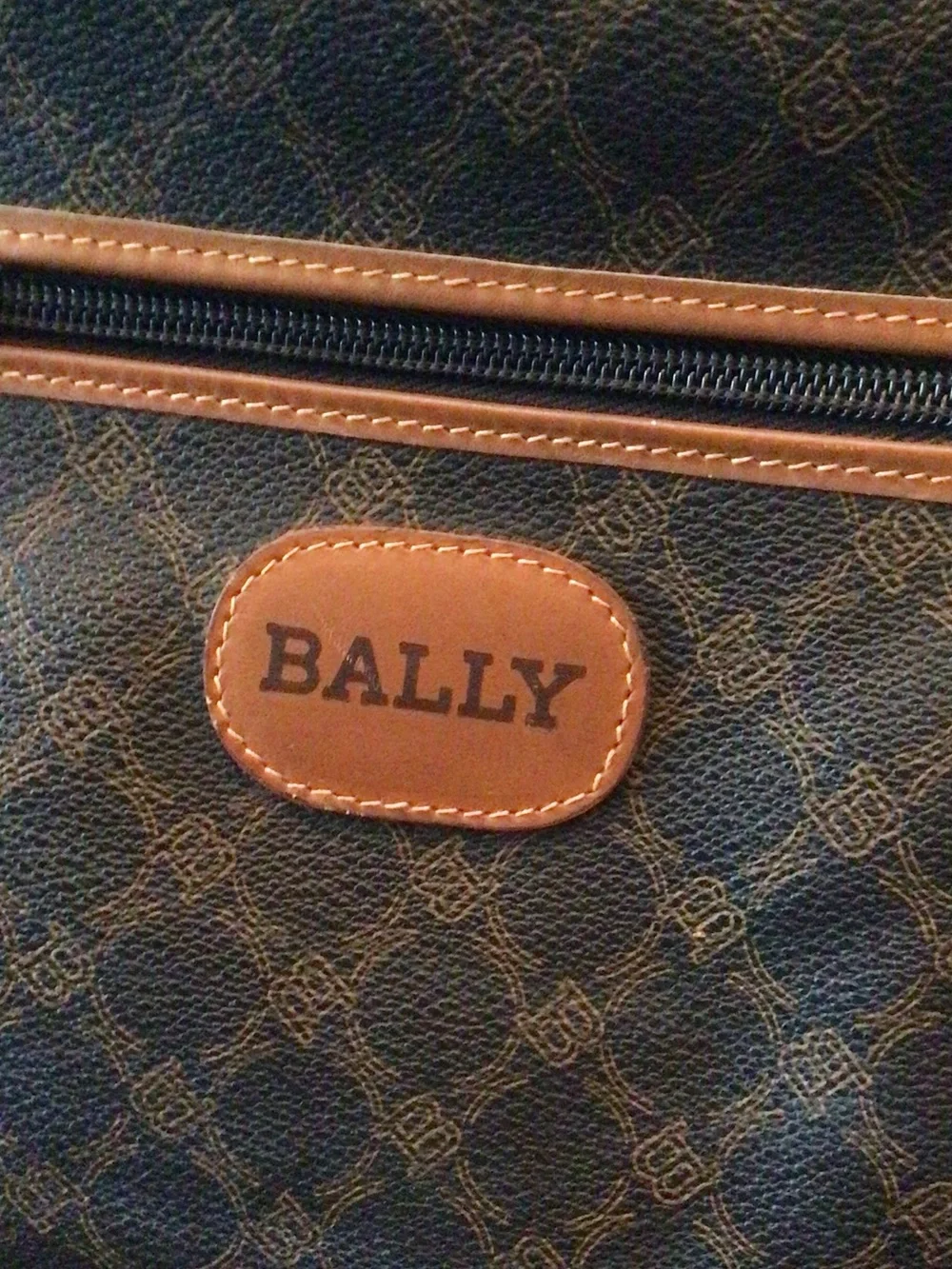 Bally Dark Brown Monogram Leather-Trim Duffel with lock & 2 keys